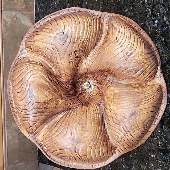 VTG Red/Orange California Pottery Treasure Craft Divided Relish Serving Dish-608 - Picture 5 of 7